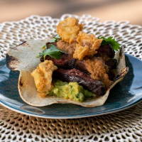 Skirt Steak Tacos with Shallot Rings Recipe | Food Network image