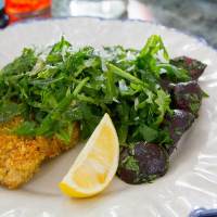 Chicken Cutlets with Spicy Arugula Recipe - Food Network image